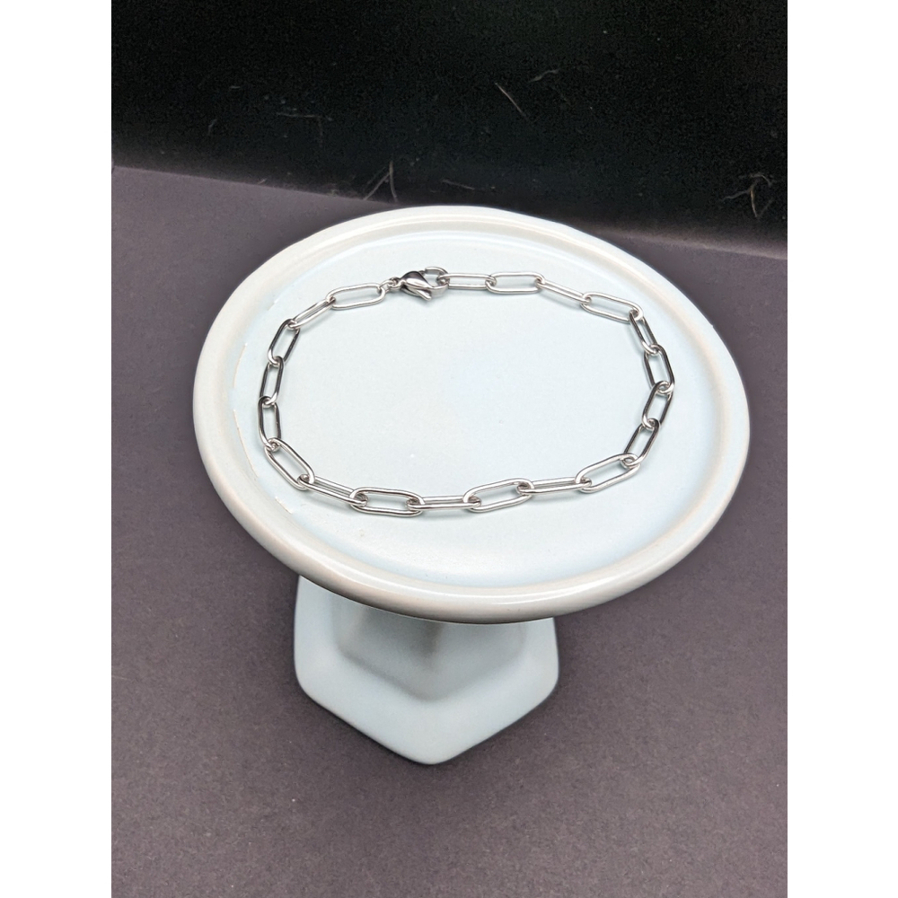 XXS Stainless Steel Paper Clip Chain Stackable Bracelet 6 inch - Picture 2 of 5
